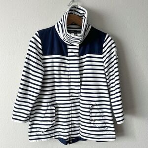 L-RL Lauren Active Nautical Stripe 3/4 Sleeve Cotton Jacket Women's Size Large
